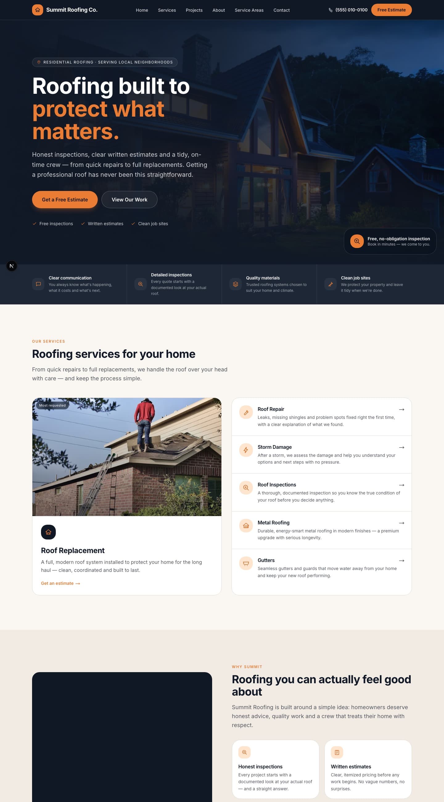 The Summit website design — Strong and dependable, built to win roofing jobs.