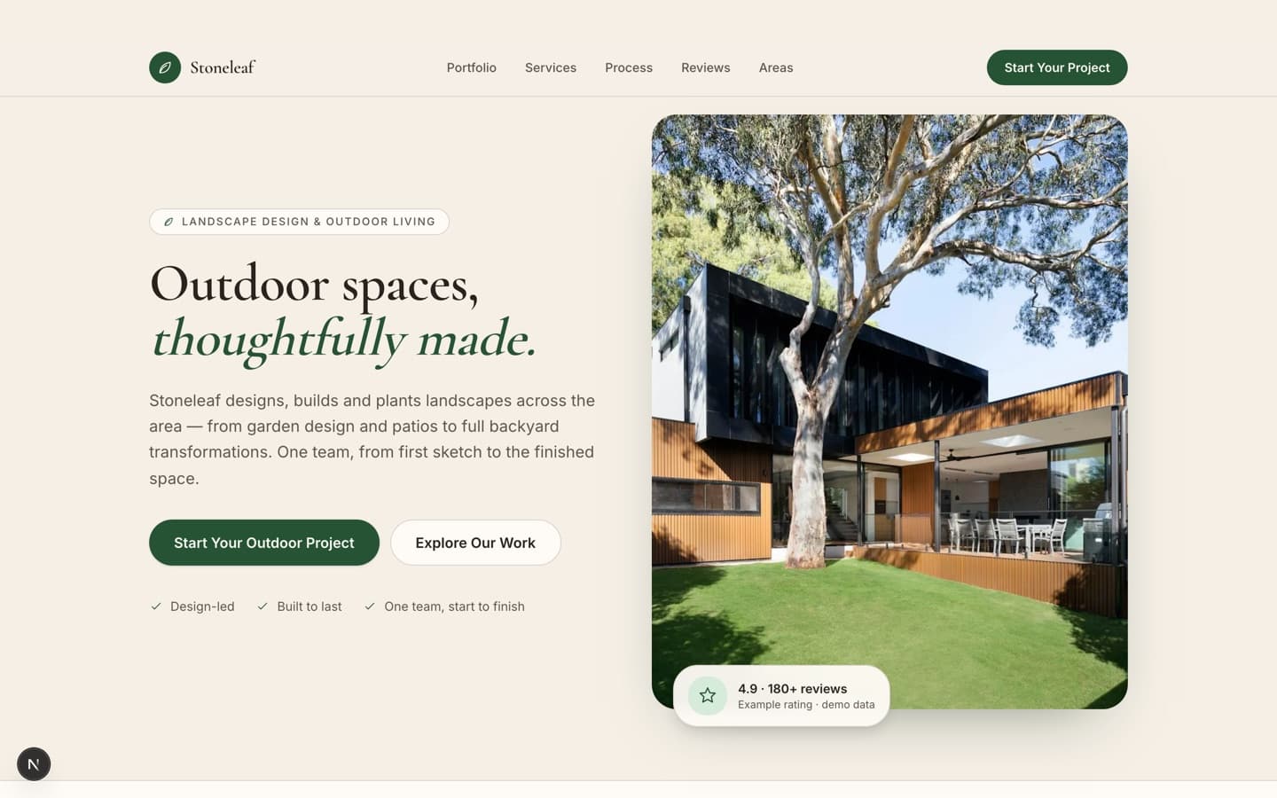 Preview of the Stoneleaf landscaping website design